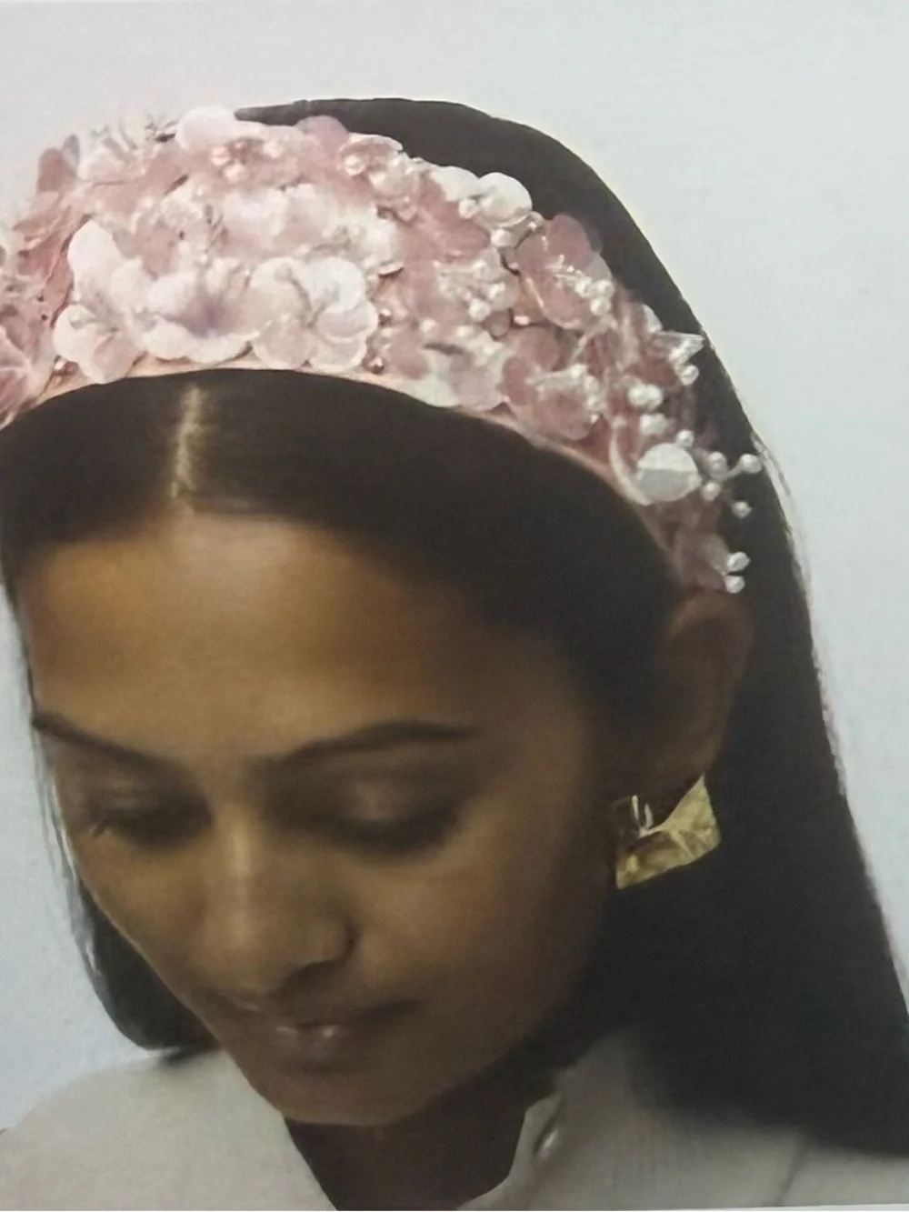 Lele Sadoughi, NWOT Bridgette Blush Pink Embellished Floral Headband dust cover